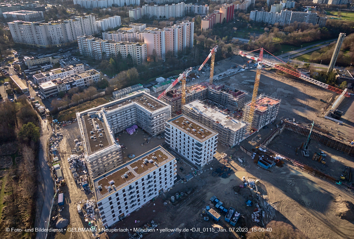 07.01.2023 - Baustelle zum Alexisquartier und Pandion Verde in Neuperlach 07.01.2023 - Baustelle zum Alexisquartier und Pandion Verde in Neuperlach